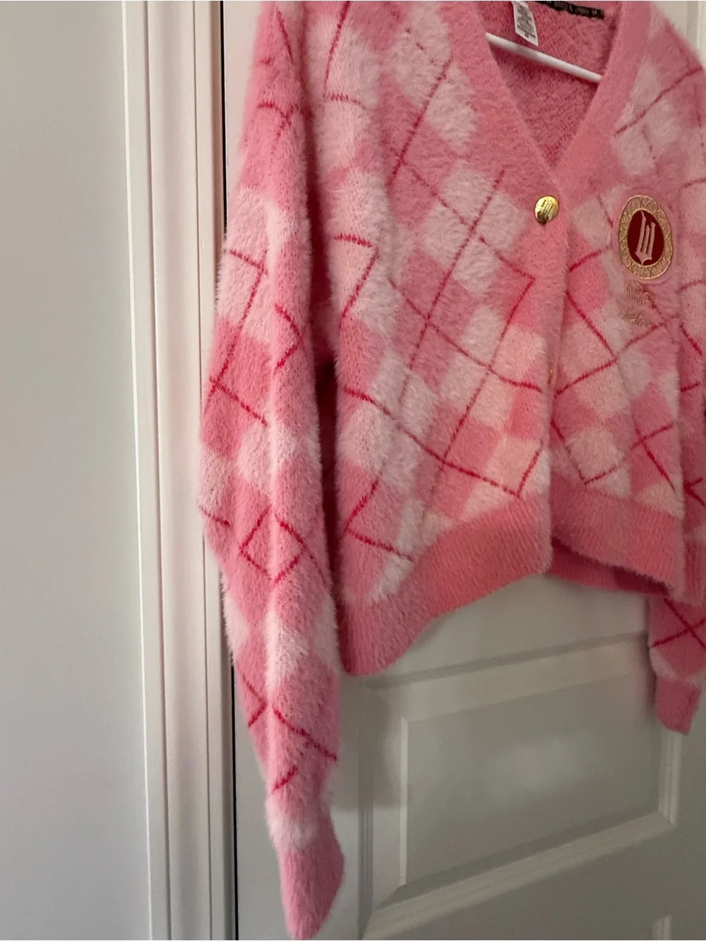 Wicked x Justice Pink Argyle Cardigan Kids XL (16/18)